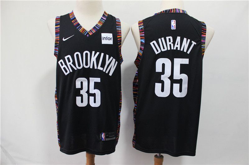 Men Brooklyn Nets #35 Durant Black City Edition Nike NBA Jerseys->brooklyn nets->NBA Jersey